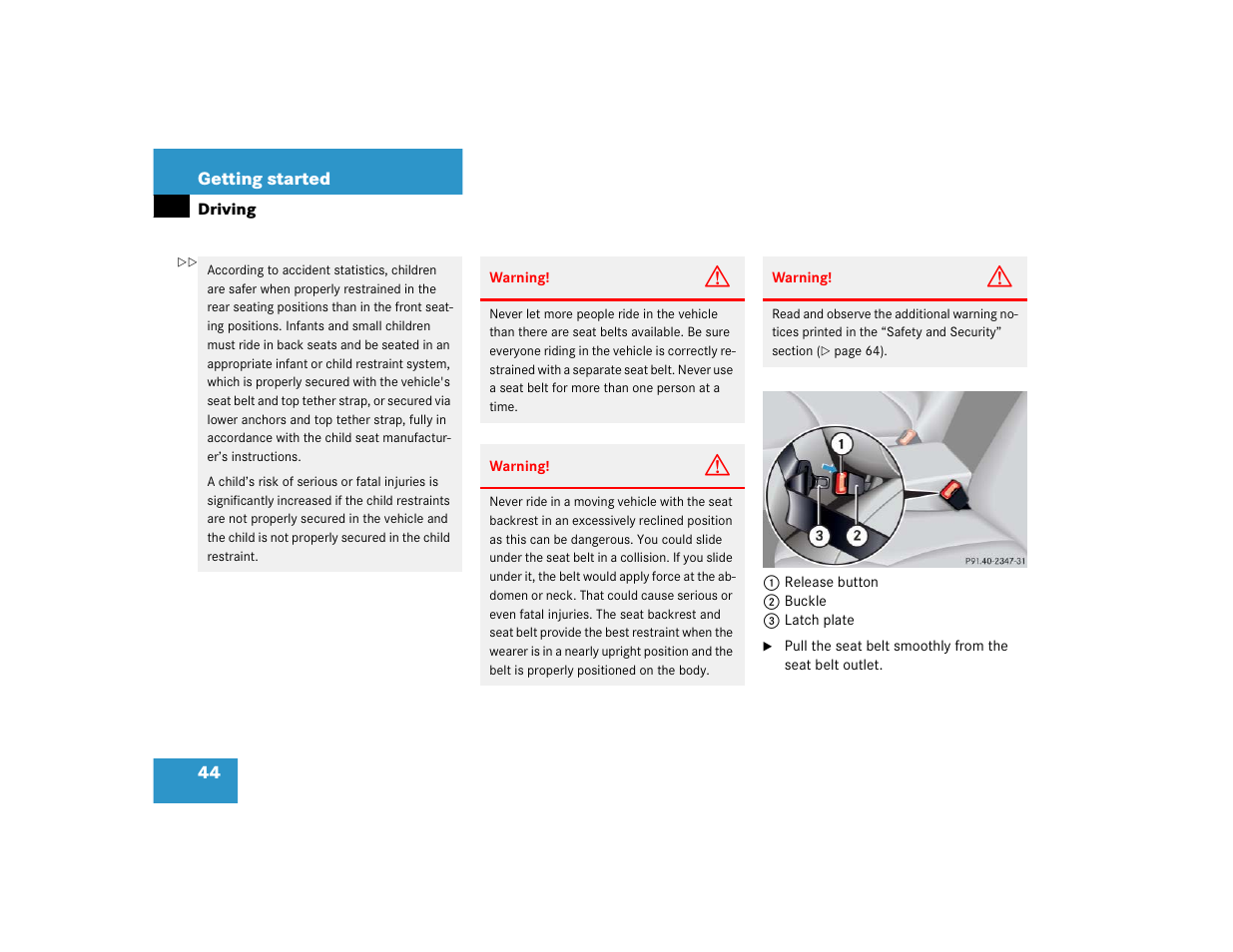 Mercedes-Benz S-Class User Manual | Page 46 / 474