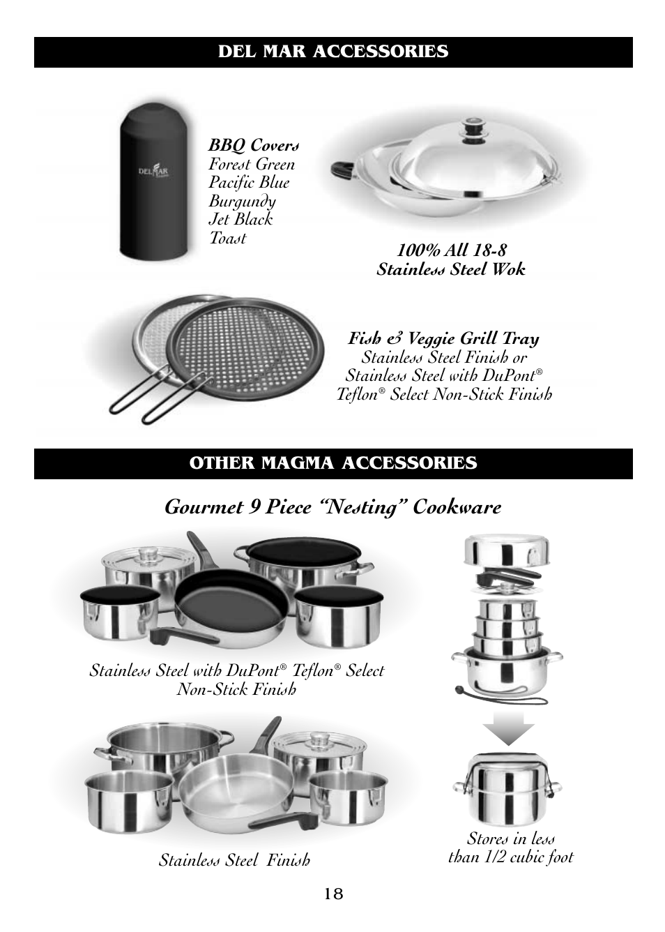 Gourmet 9 piece “nesting” cookware | Magma DM10-016LP User Manual | Page 18 / 20