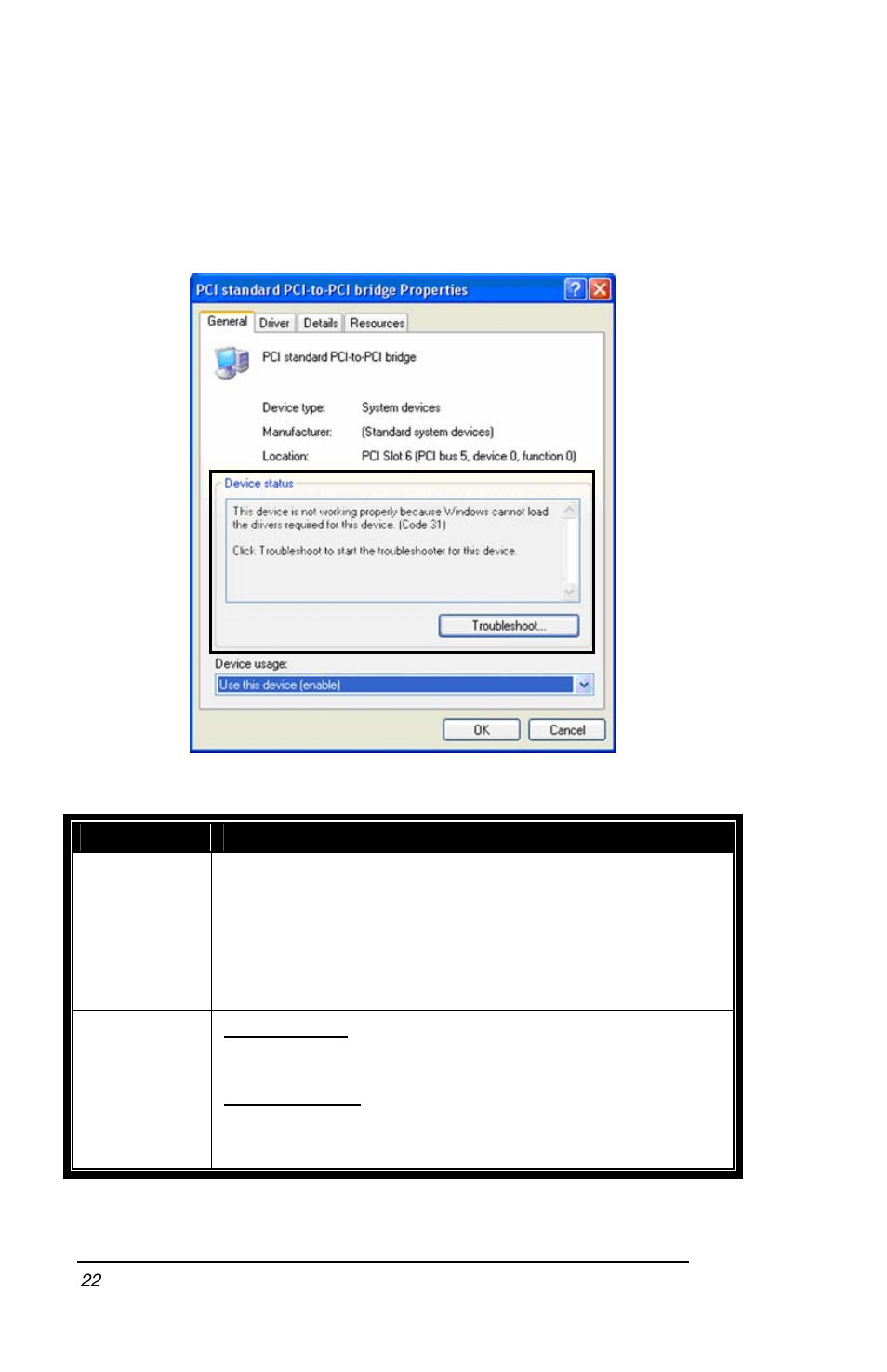Windows error codes | Magma P13RR User Manual | Page 30 / 52