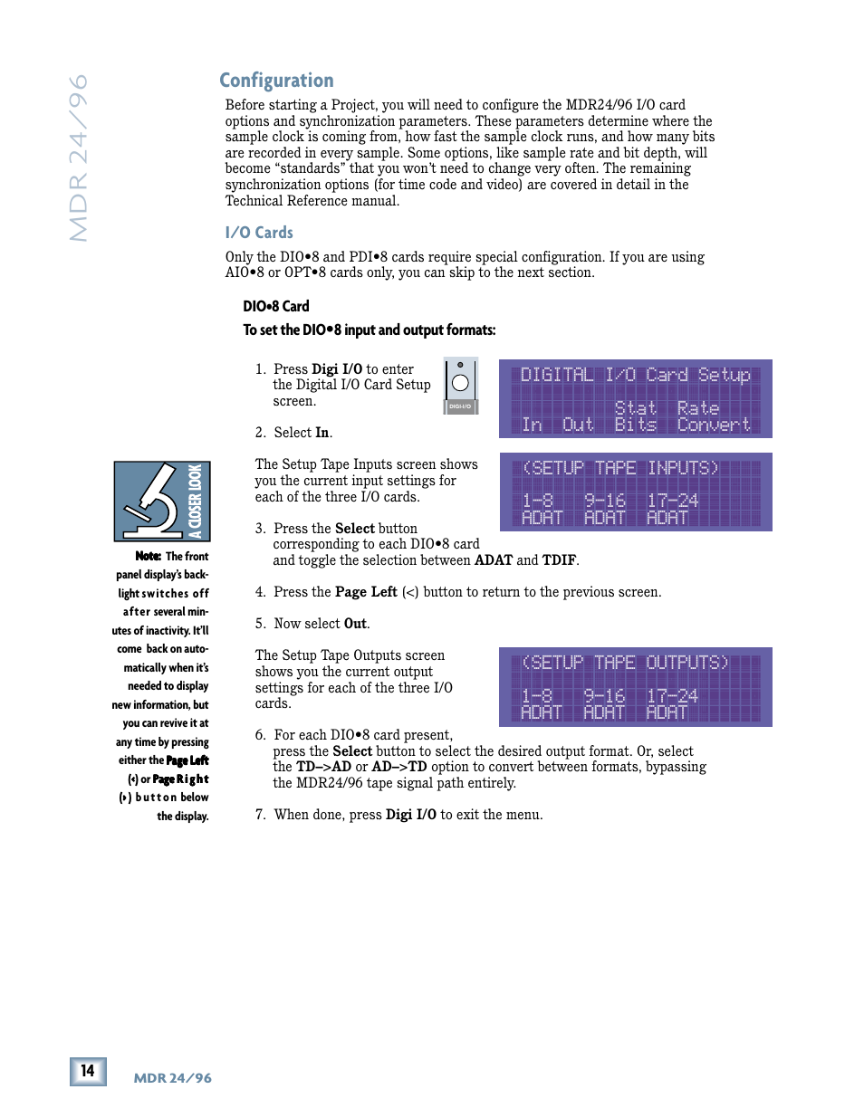 Mdr 24/ 96, Configuration | Magma MDR 24/96 User Manual | Page 14 / 44