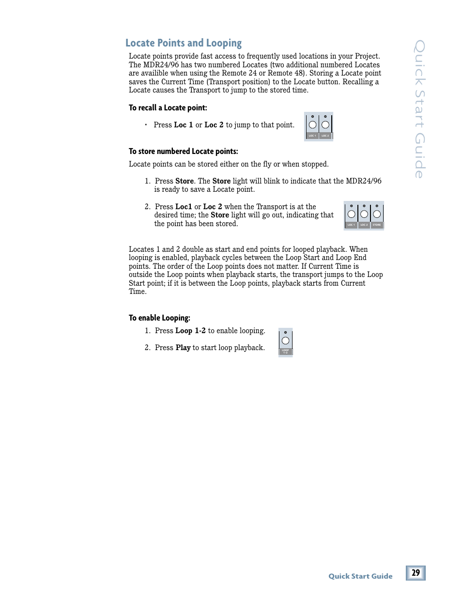 Quick star t guide, Locate points and looping | Magma MDR 24/96 User Manual | Page 29 / 44