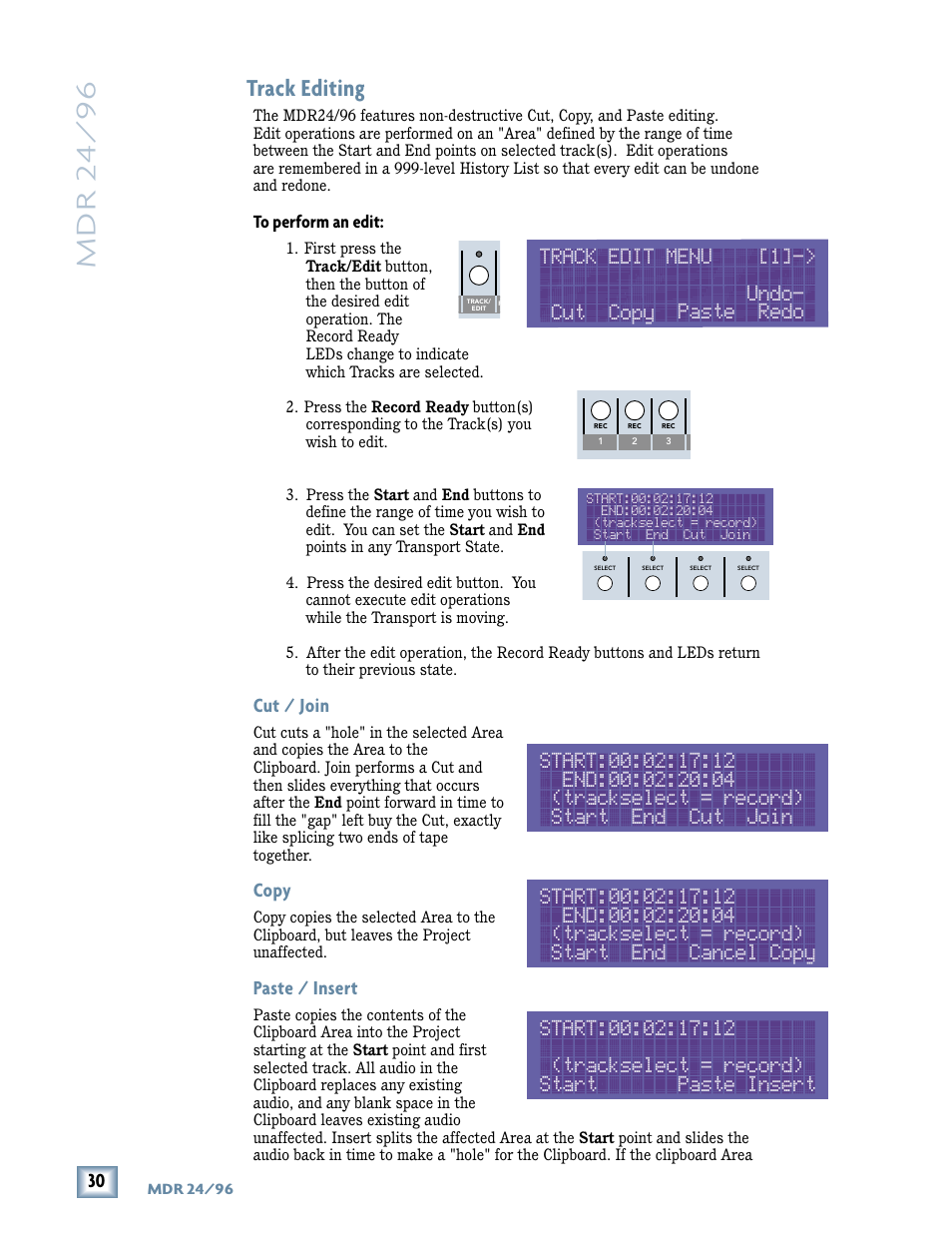 Mdr 24/ 96, Track editing | Magma MDR 24/96 User Manual | Page 30 / 44