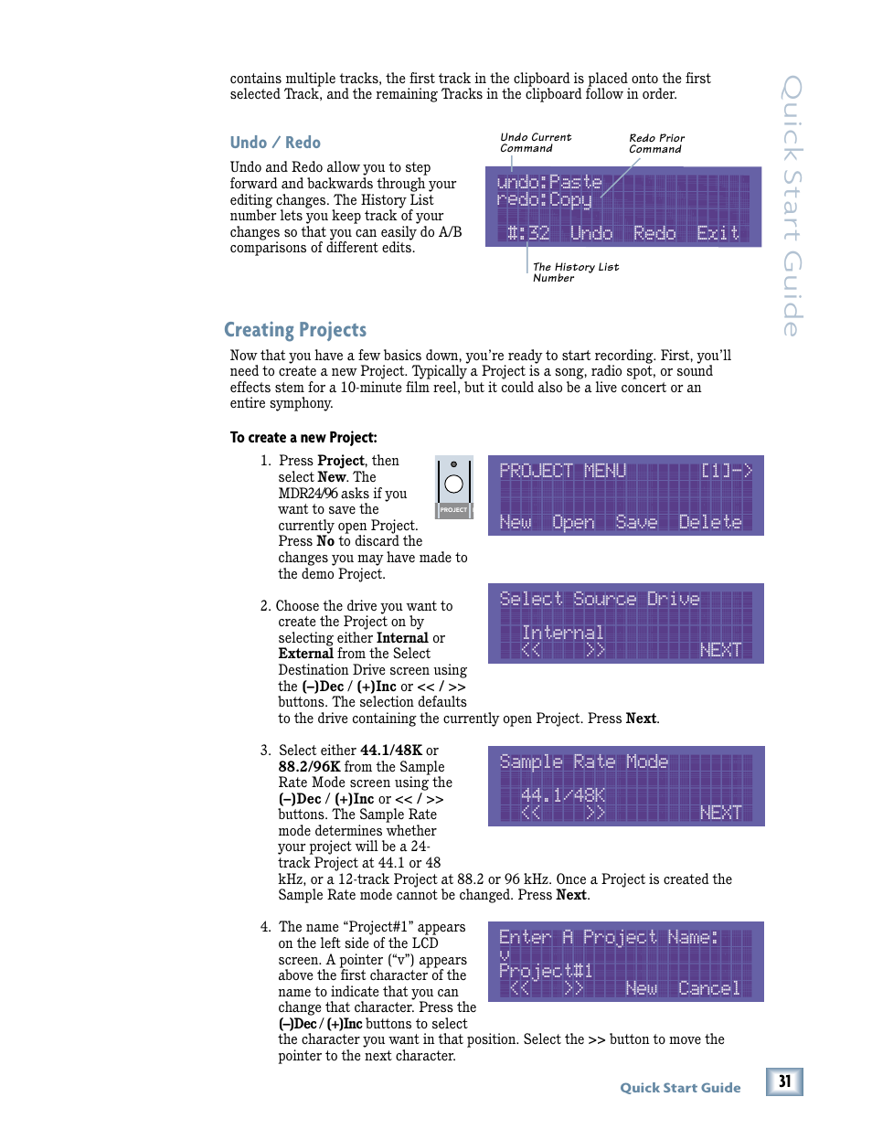 Quick star t guide, Select source drive internal << >> next | Magma MDR 24/96 User Manual | Page 31 / 44