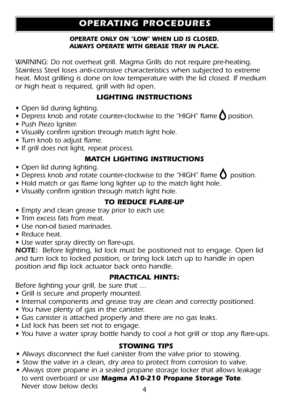 Operating procedures | Magma A10-918 User Manual | Page 4 / 9