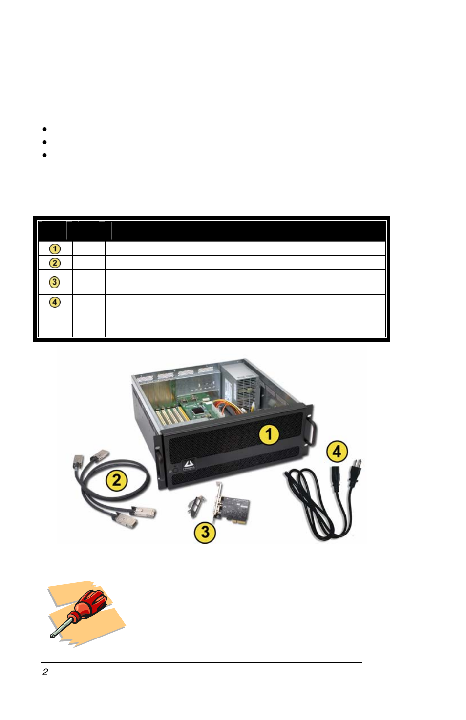 Pre-installation information, Parts list, Tools required for installation | Item qty item | Magma PCI Expansion System PE6RR User Manual | Page 10 / 56