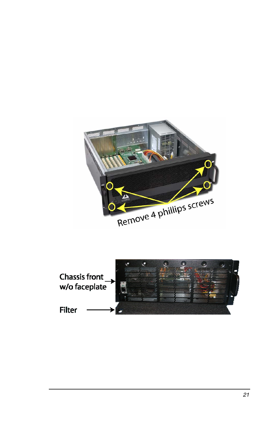 Cleaning the air filter | Magma PCI Expansion System PE6RR User Manual | Page 29 / 56