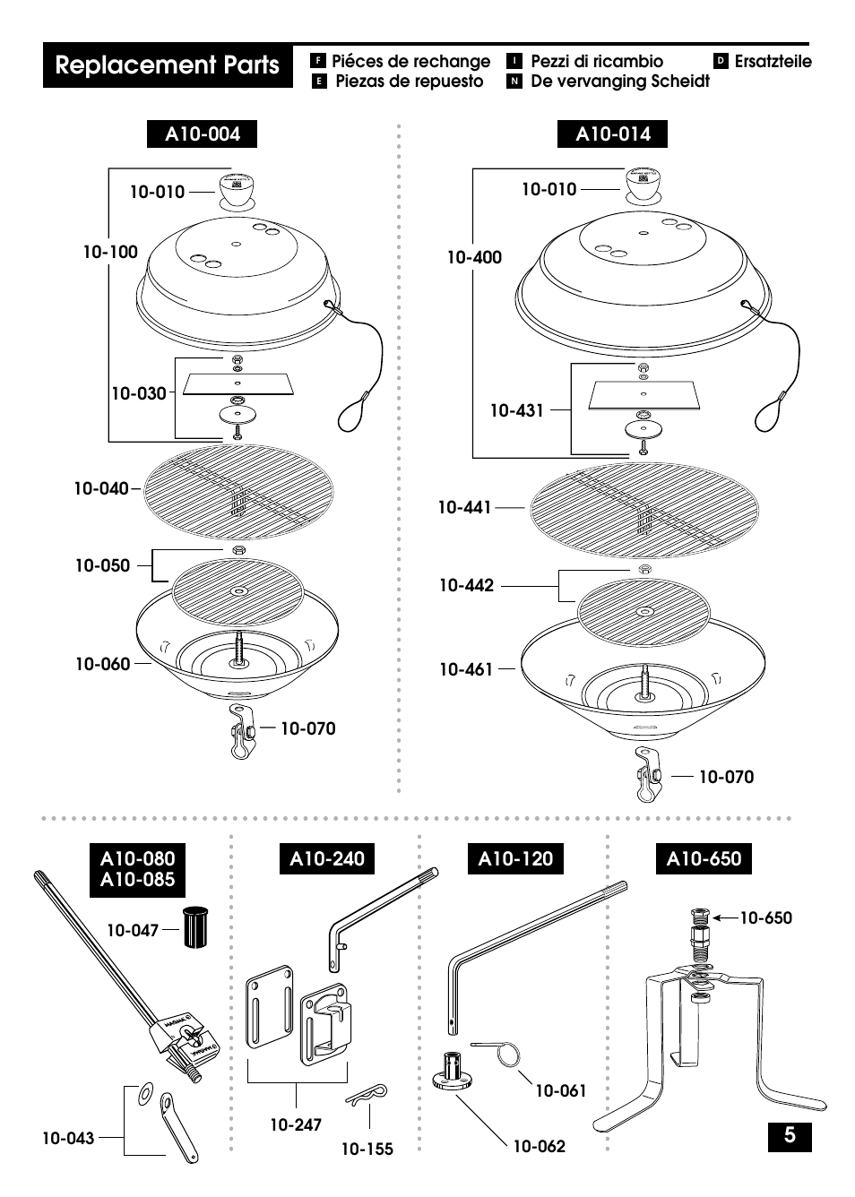 Replacement parts | Magma A10-014 User Manual | Page 5 / 12