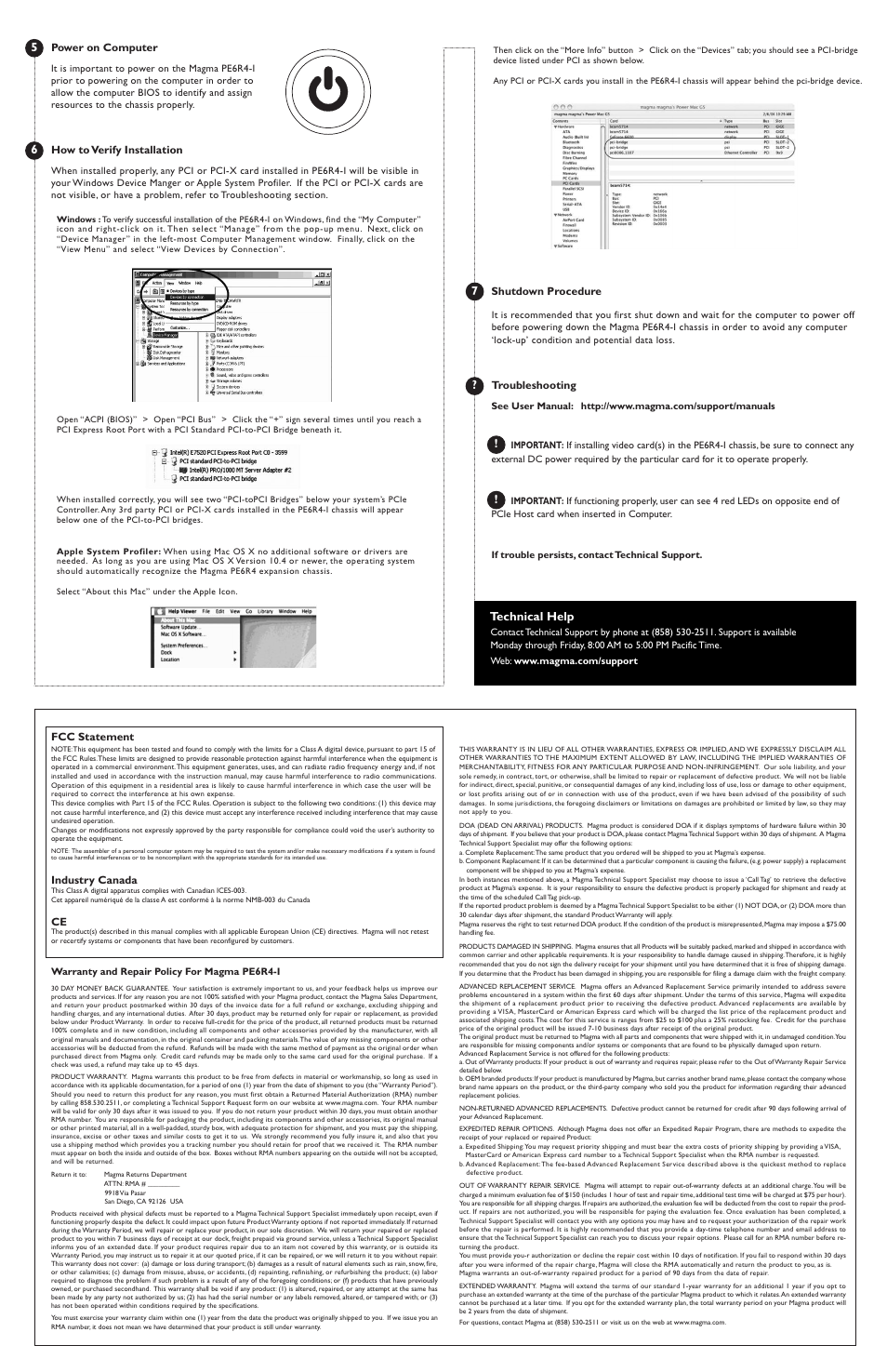 Technical help | Magma PE6R4-I User Manual | Page 2 / 2