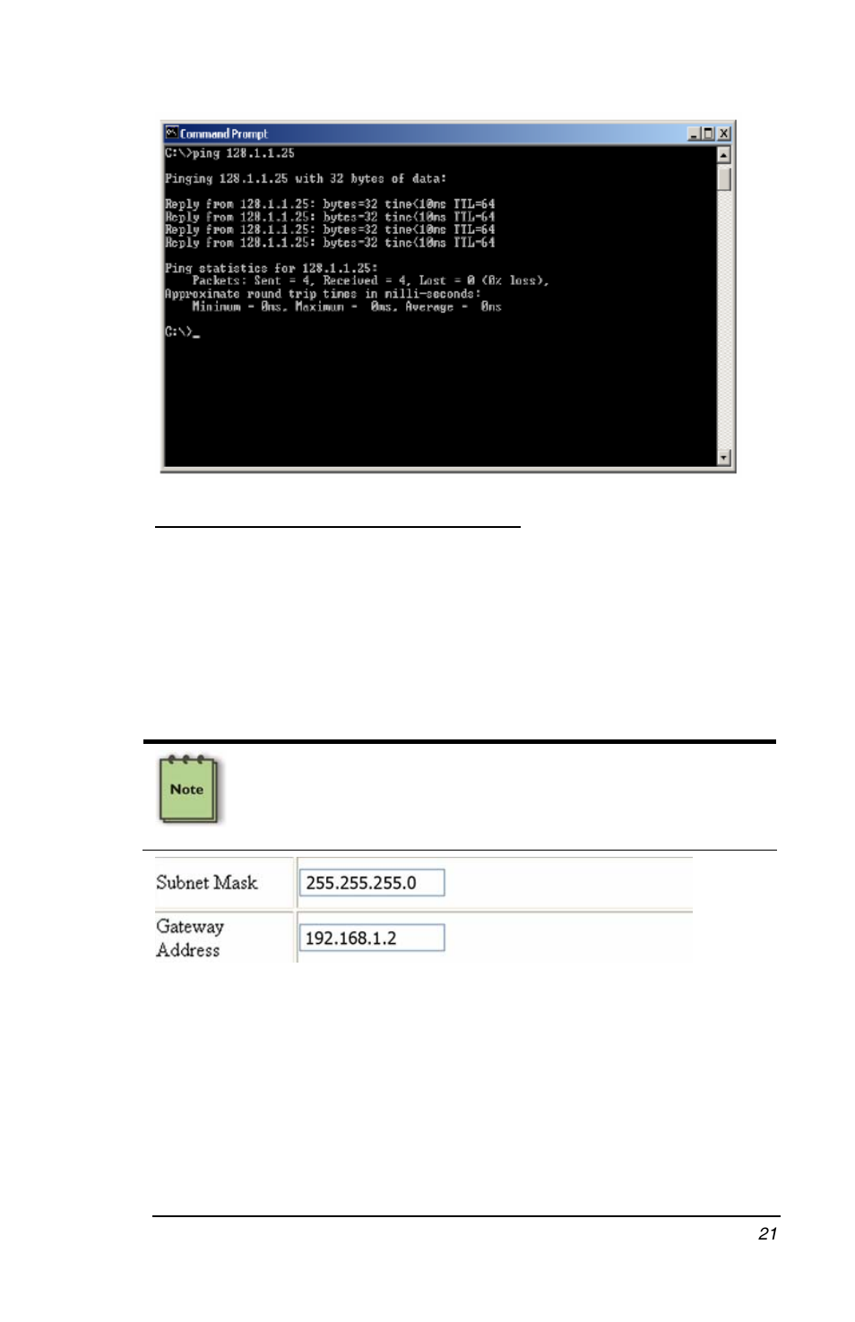 Subnet mask and gateway address | Magma PCI Expansion System P13RR-TEL User Manual | Page 29 / 60