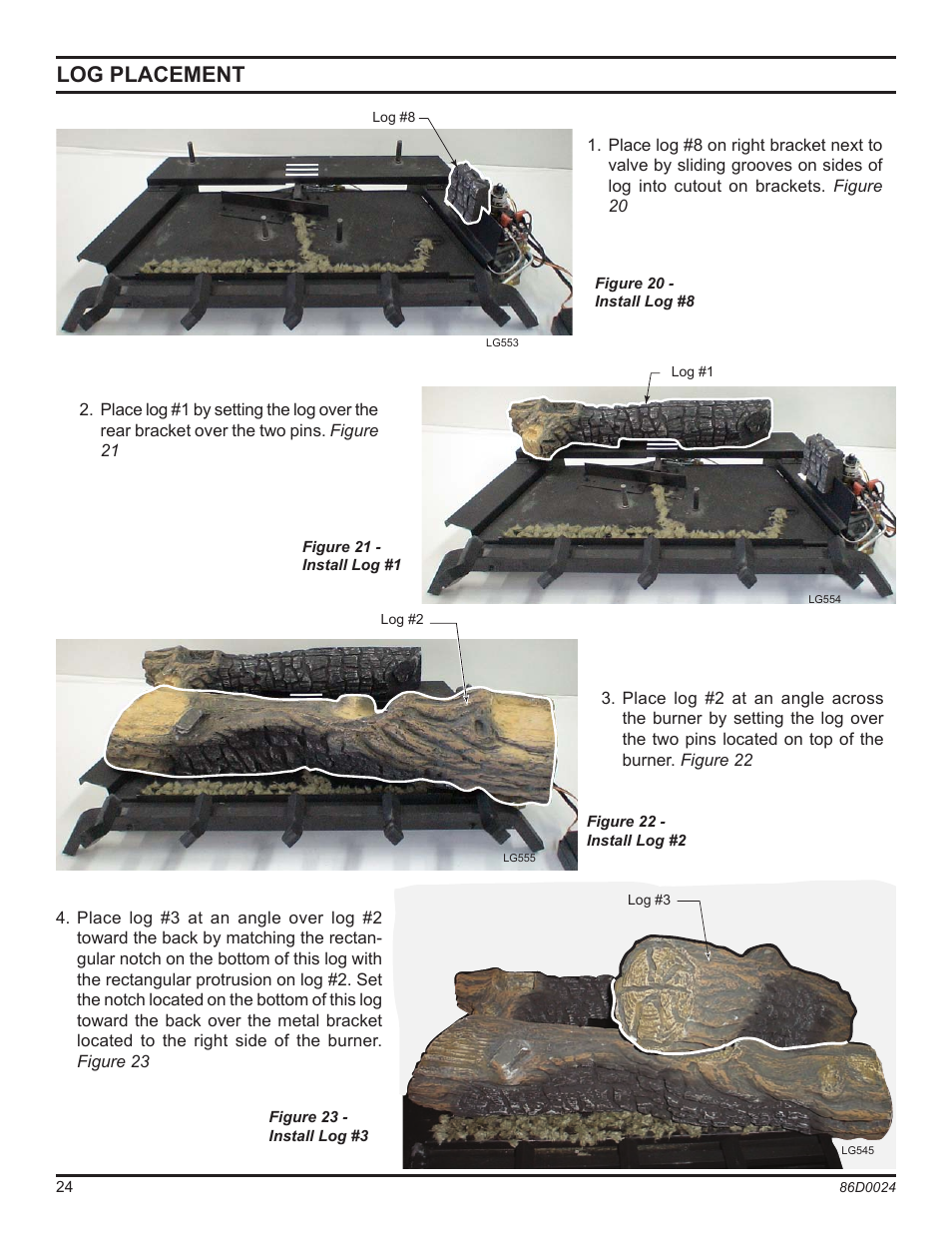 Log placement | Monessen Hearth MJ27NR User Manual | Page 24 / 40