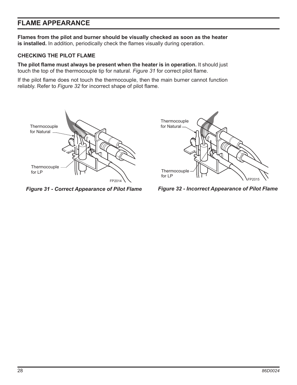 Flame appearance | Monessen Hearth MJ27NR User Manual | Page 28 / 40