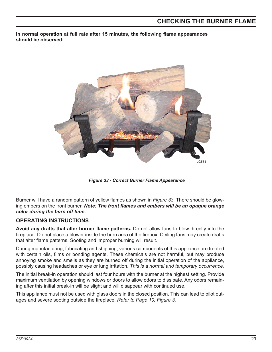 Checking the burner flame | Monessen Hearth MJ27NR User Manual | Page 29 / 40