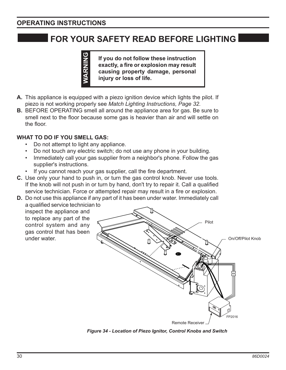 For your safety read before lighting | Monessen Hearth MJ27NR User Manual | Page 30 / 40