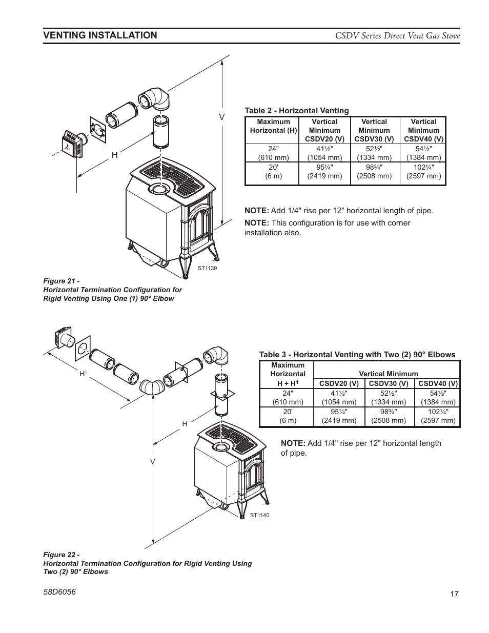 Csdv series direct vent gas stove, Venting installation | Monessen Hearth CSDV40SLP User Manual | Page 17 / 44