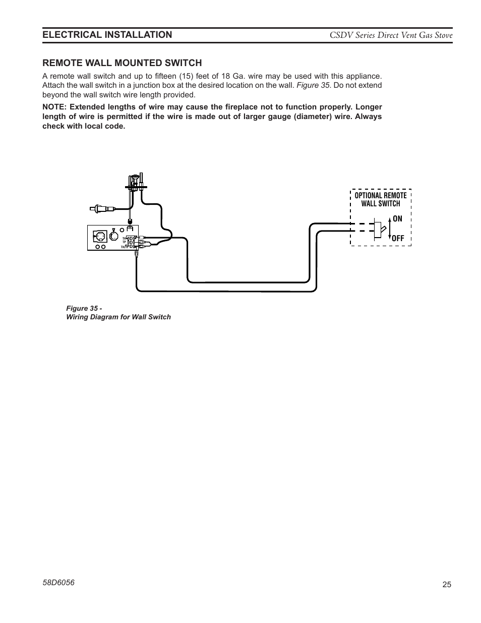 Electrical installation, St1148 wiring diagram, On off optional remote wall switch | Monessen Hearth CSDV40SLP User Manual | Page 25 / 44