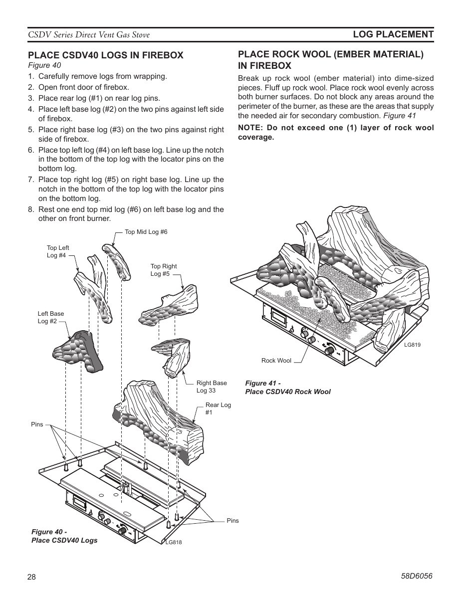 Place rock wool (ember material) in firebox | Monessen Hearth CSDV40SLP User Manual | Page 28 / 44