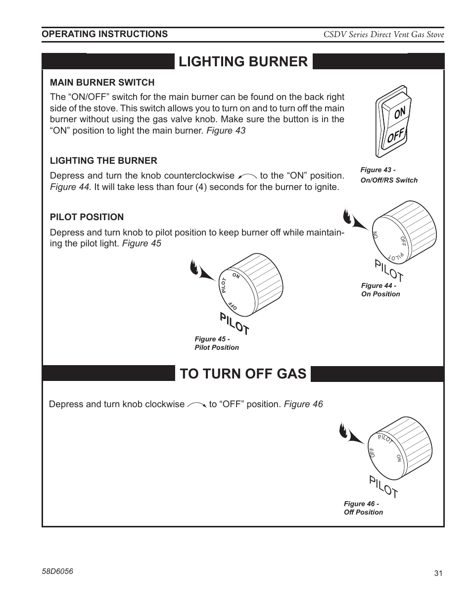 Lighting burner, Pilot, Off on | St1148 on off switch | Monessen Hearth CSDV40SLP User Manual | Page 31 / 44