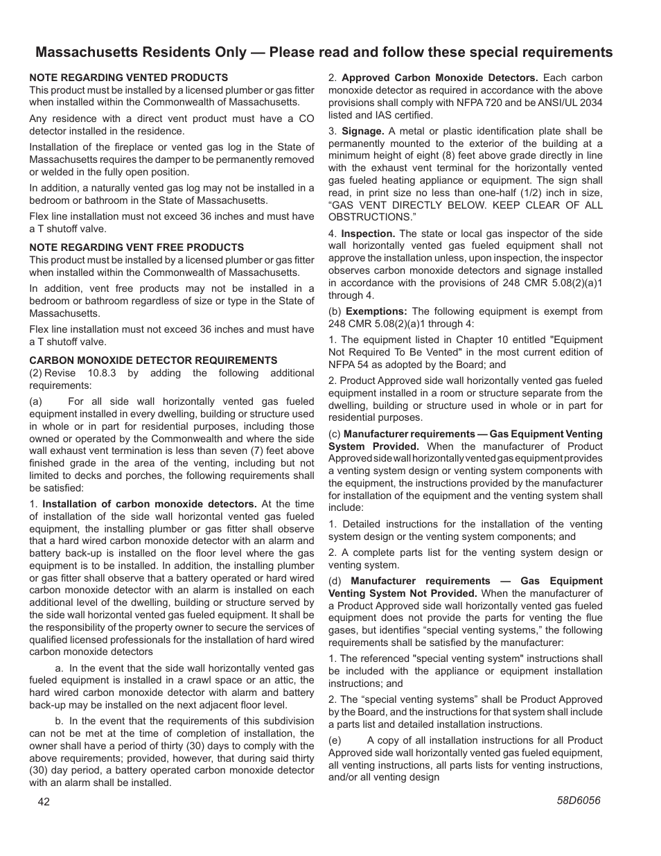 Monessen Hearth CSDV40SLP User Manual | Page 42 / 44