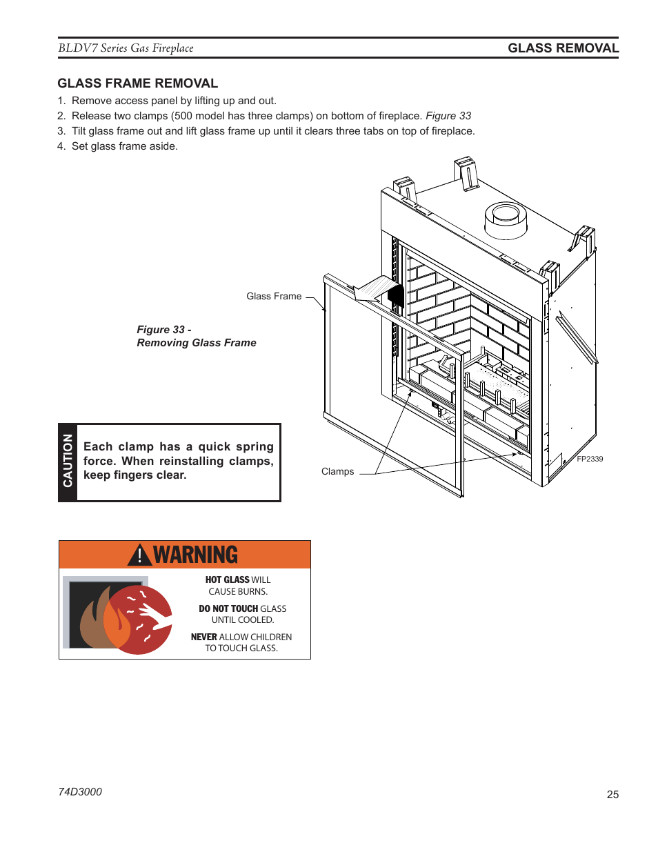 Warning | Monessen Hearth BLDV7 SERIES BLDV500N/PV7;N/PSC7 User Manual | Page 25 / 60