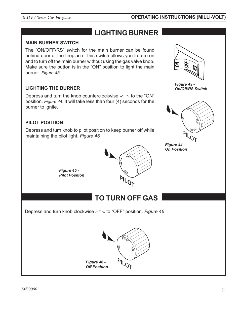 Lighting burner, Pilot | Monessen Hearth BLDV7 SERIES BLDV500N/PV7;N/PSC7 User Manual | Page 31 / 60