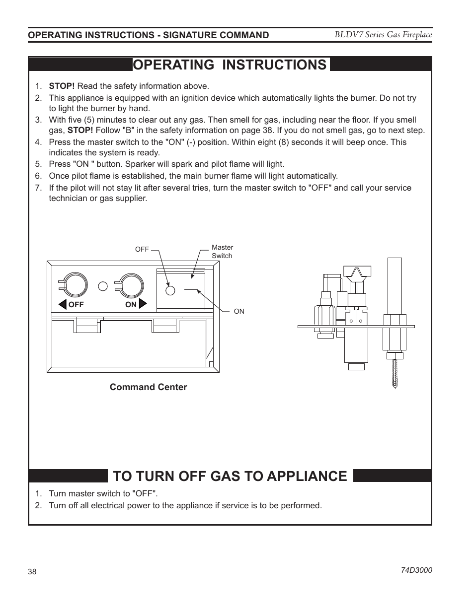 Operating instructions | Monessen Hearth BLDV7 SERIES BLDV500N/PV7;N/PSC7 User Manual | Page 38 / 60