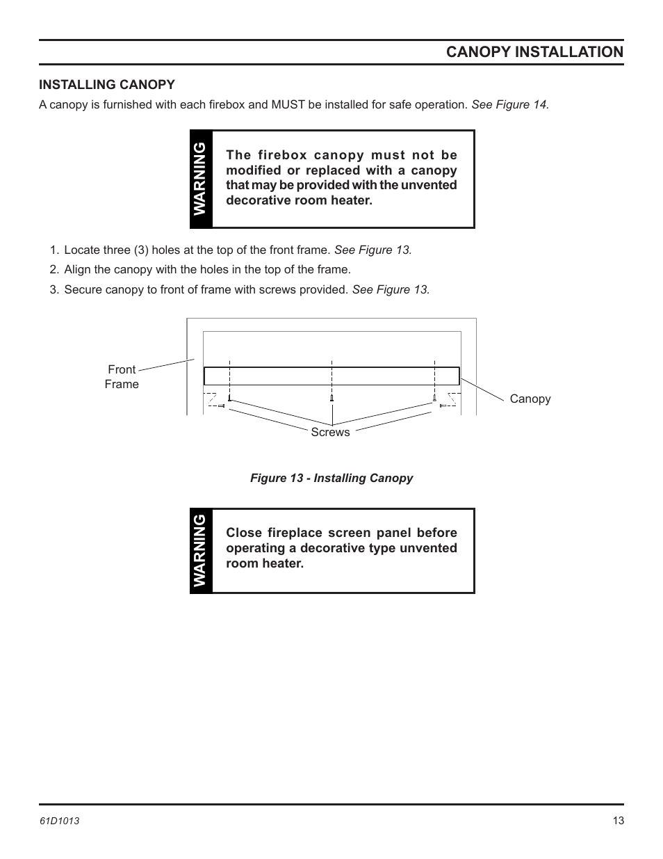 Monessen Hearth BUF400 User Manual | Page 13 / 20