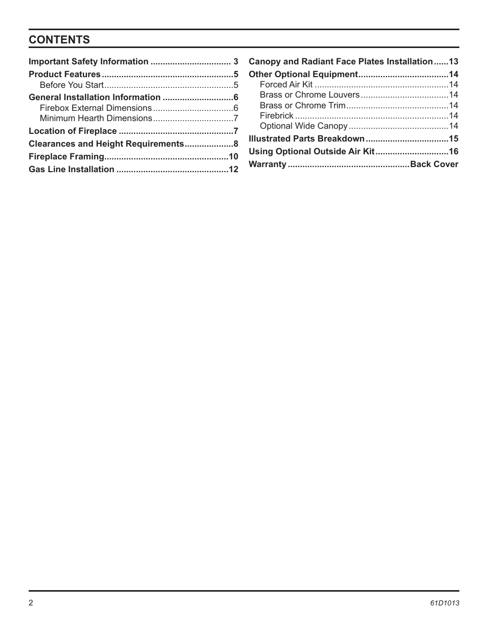 Monessen Hearth BUF400 User Manual | Page 2 / 20