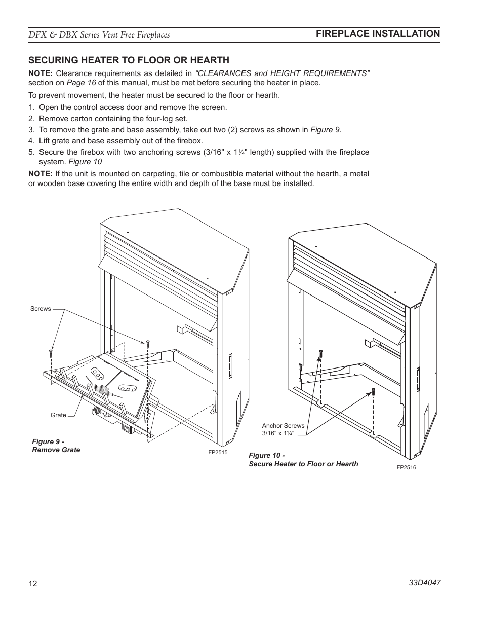 Fp2516 secure base | Monessen Hearth DFX24C User Manual | Page 12 / 36