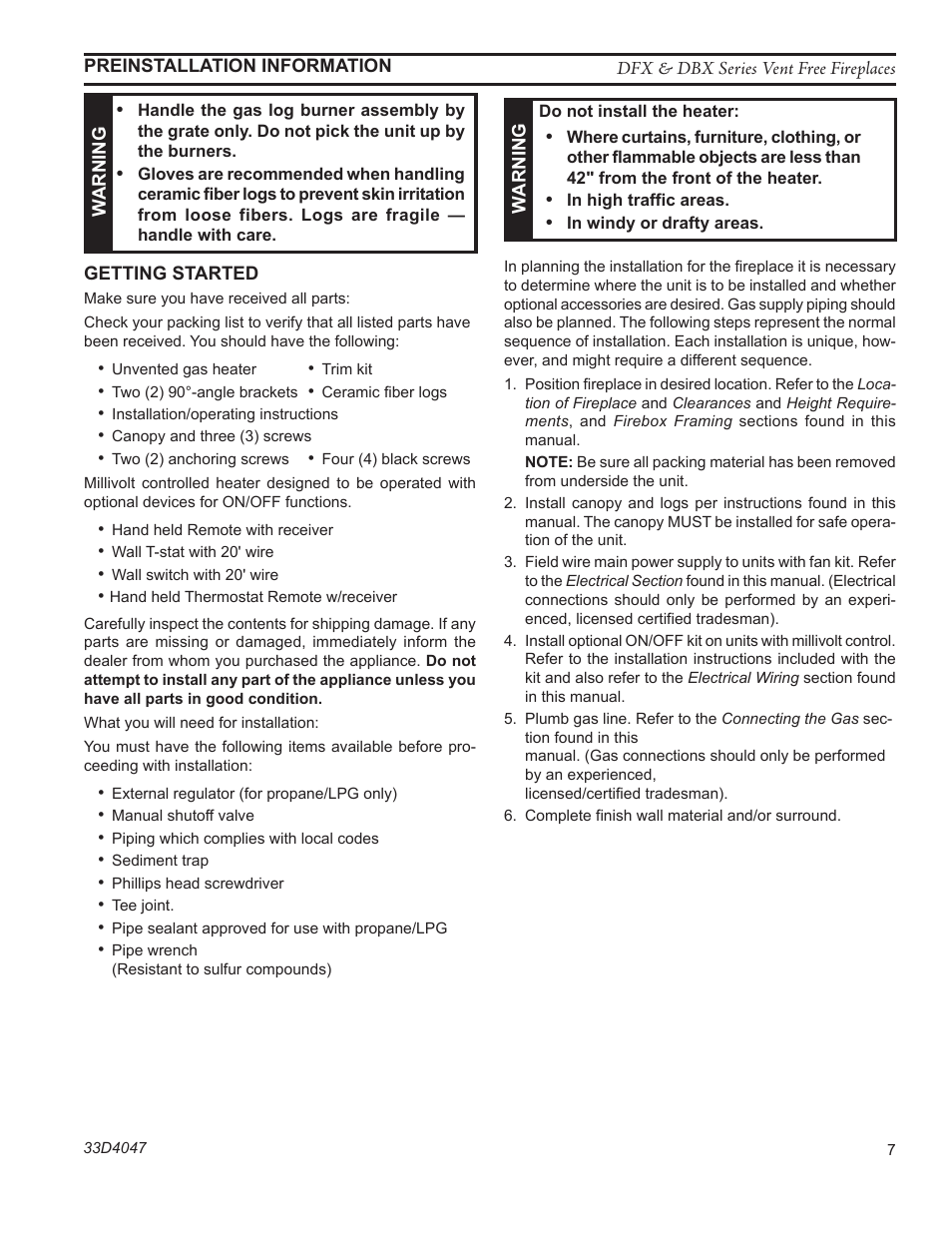 Monessen Hearth DFX24C User Manual | Page 7 / 36