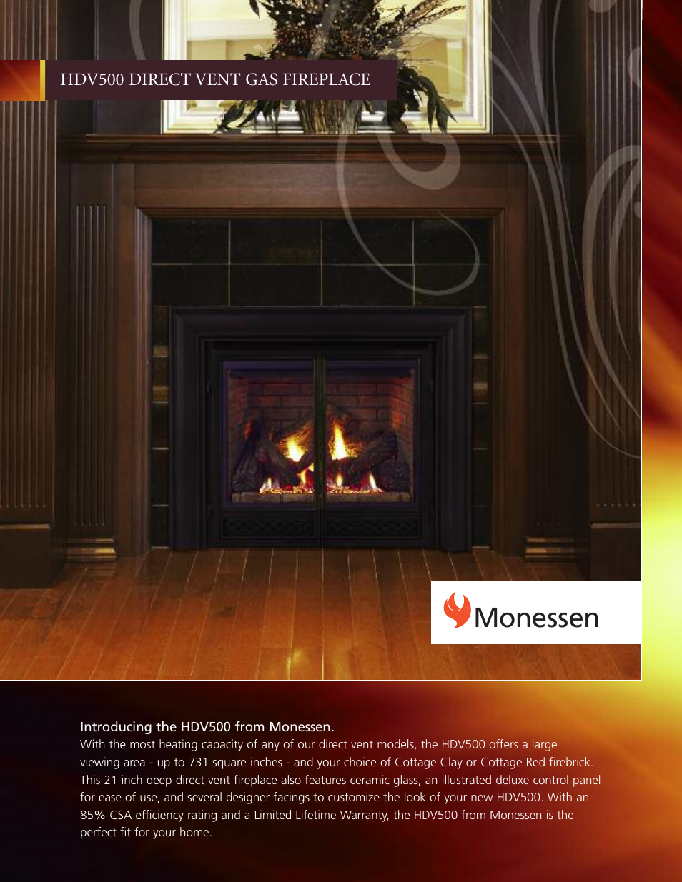 Monessen Hearth Direct Vent HDV500 User Manual | 2 pages