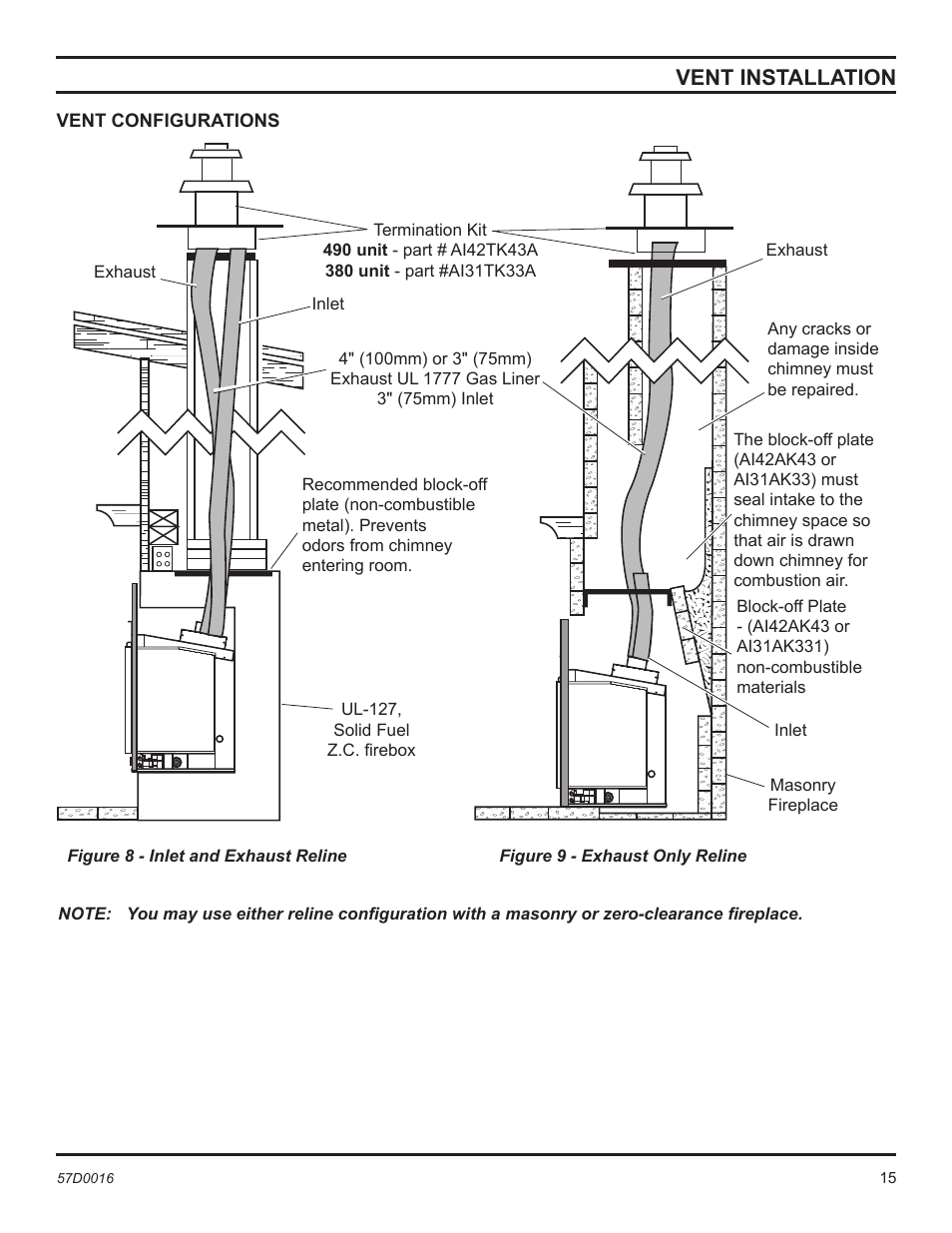 Vent installation | Monessen Hearth Direct Vent Gas Insert IDV490NVC User Manual | Page 15 / 40