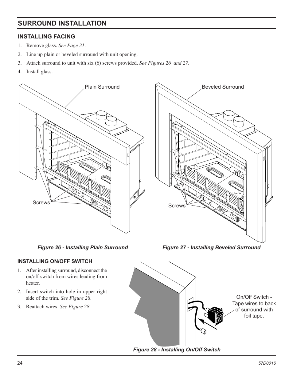 Surround installation | Monessen Hearth Direct Vent Gas Insert IDV490NVC User Manual | Page 24 / 40