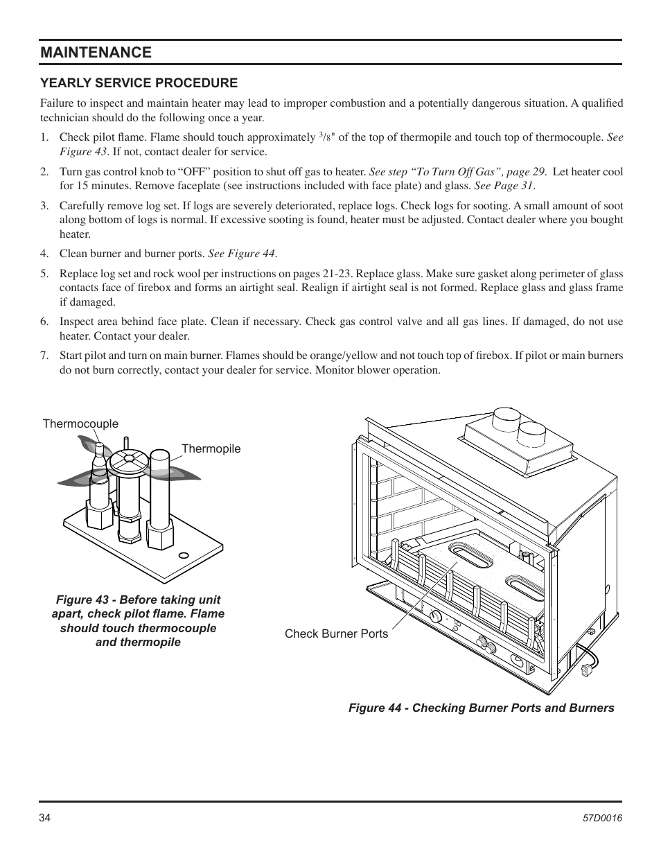Maintenance | Monessen Hearth Direct Vent Gas Insert IDV490NVC User Manual | Page 34 / 40