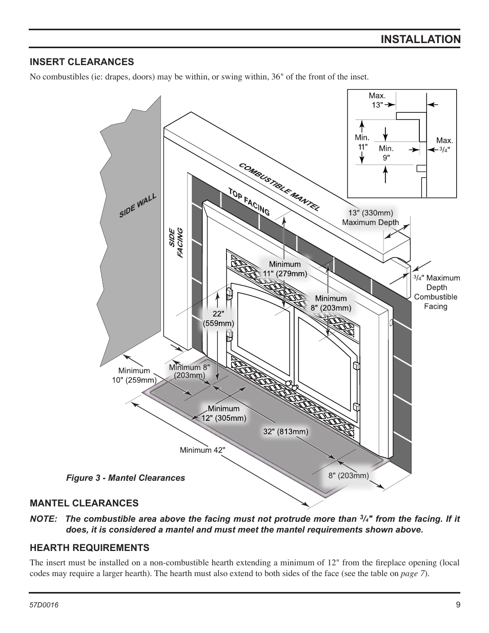 Installation | Monessen Hearth Direct Vent Gas Insert IDV490NVC User Manual | Page 9 / 40