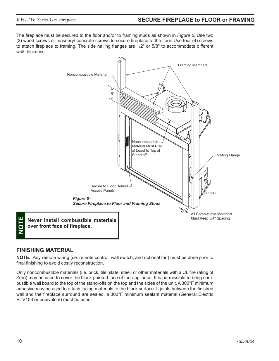 Monessen Hearth DIRECT VENT GAS FIREPLACE KHLDV400 User Manual | Page 10 / 64