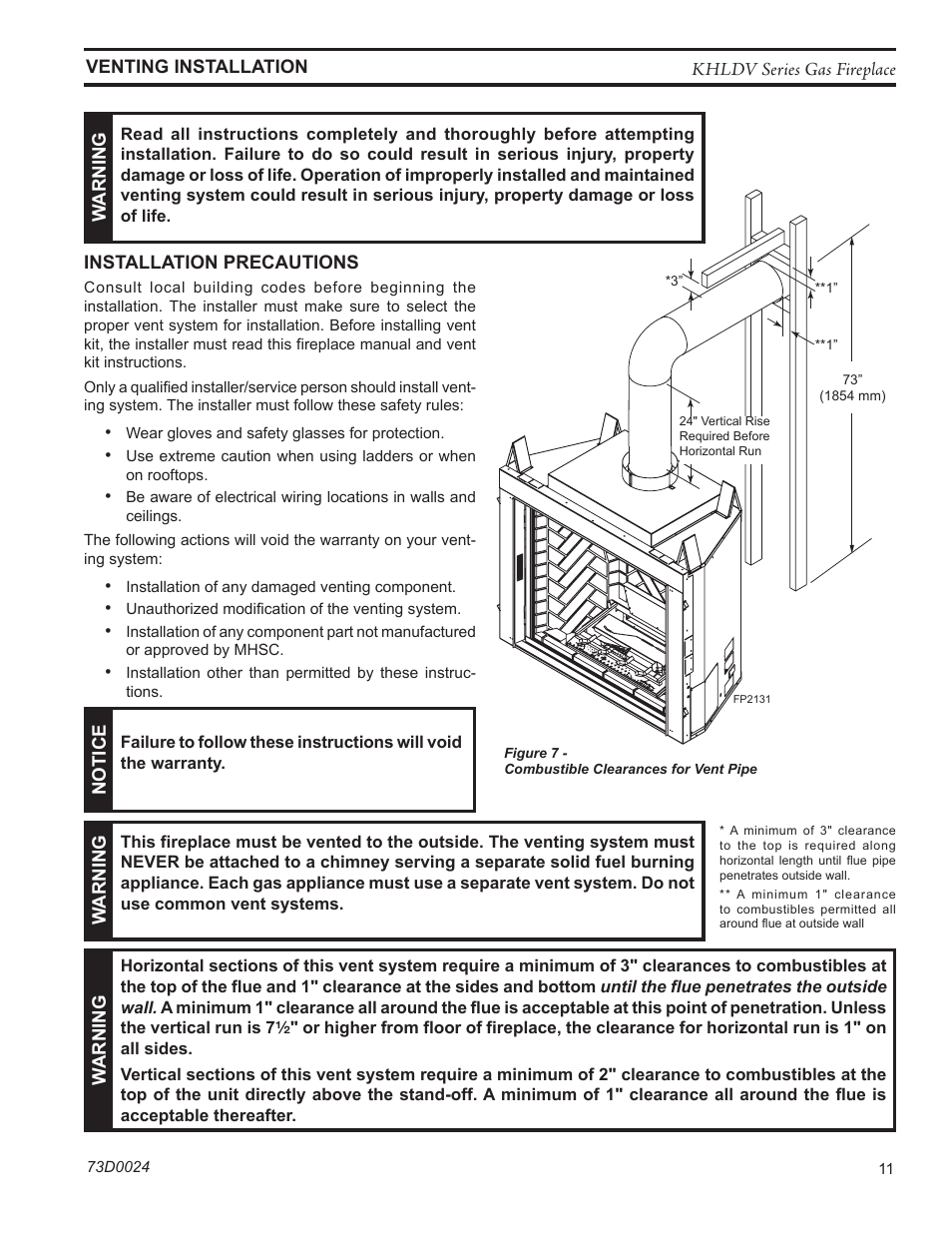 Monessen Hearth DIRECT VENT GAS FIREPLACE KHLDV400 User Manual | Page 11 / 64