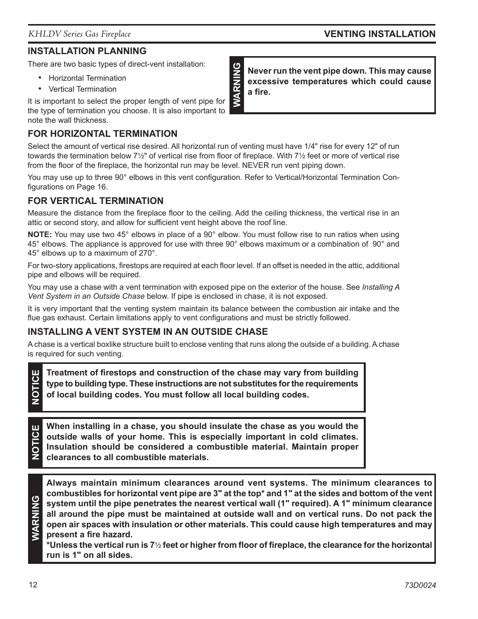Monessen Hearth DIRECT VENT GAS FIREPLACE KHLDV400 User Manual | Page 12 / 64