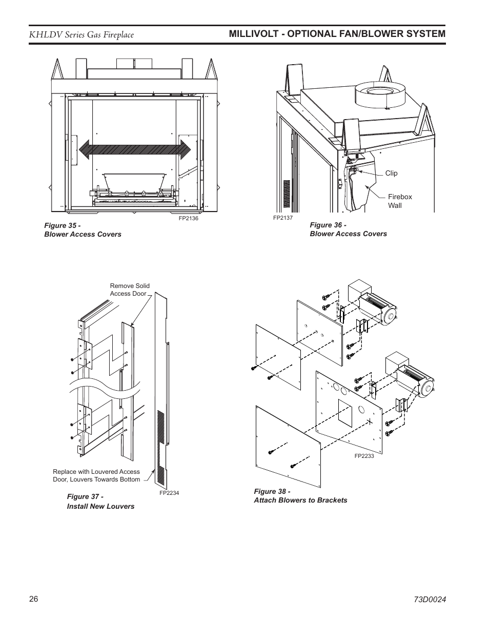 Fp2136 blower access plates | Monessen Hearth DIRECT VENT GAS FIREPLACE KHLDV400 User Manual | Page 26 / 64