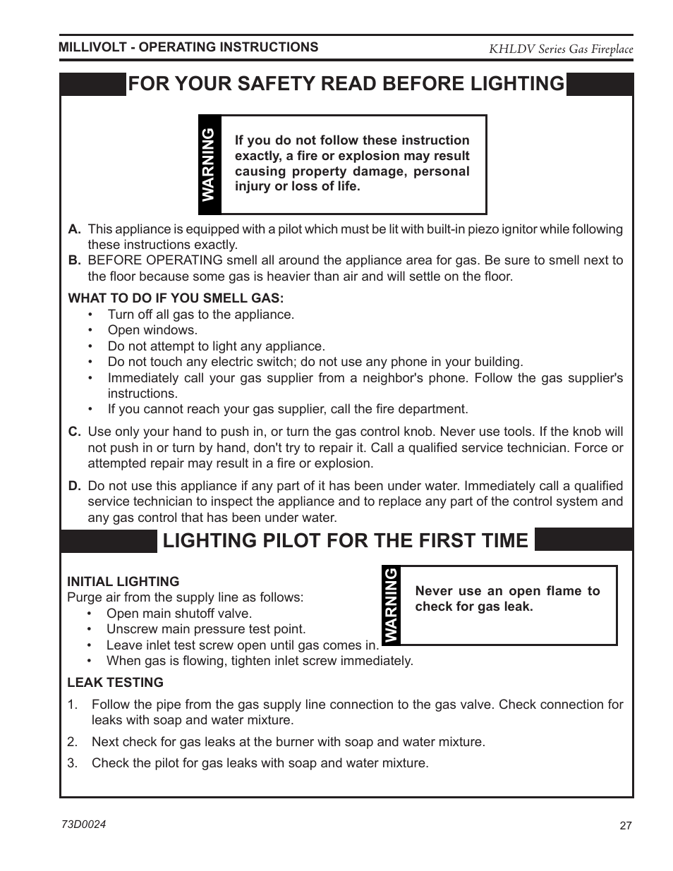Monessen Hearth DIRECT VENT GAS FIREPLACE KHLDV400 User Manual | Page 27 / 64