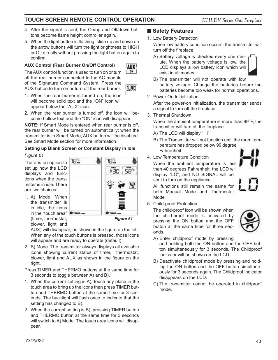Fp2612 low battery | Monessen Hearth DIRECT VENT GAS FIREPLACE KHLDV400 User Manual | Page 43 / 64