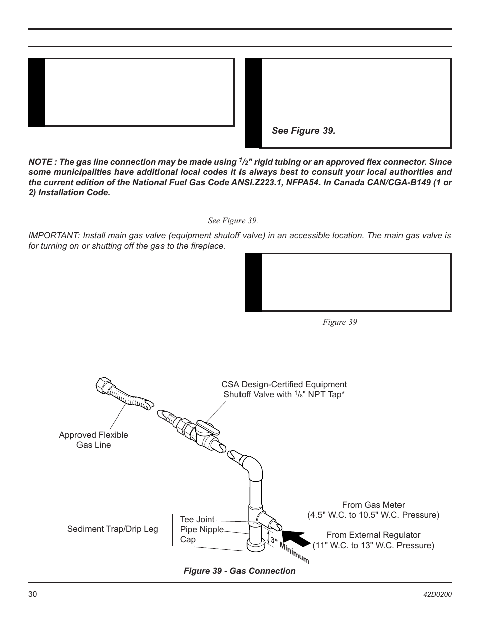 Fireplace installation, Caution, Warning | Monessen Hearth 6000DV User Manual | Page 30 / 52