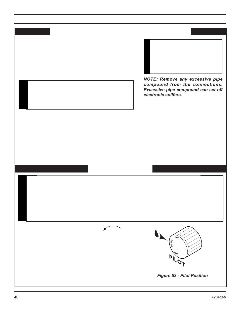 Lighting pilot, Lighting pilot for the first time, Pilo t | Operating instructions, Warning, Danger | Monessen Hearth 6000DV User Manual | Page 40 / 52