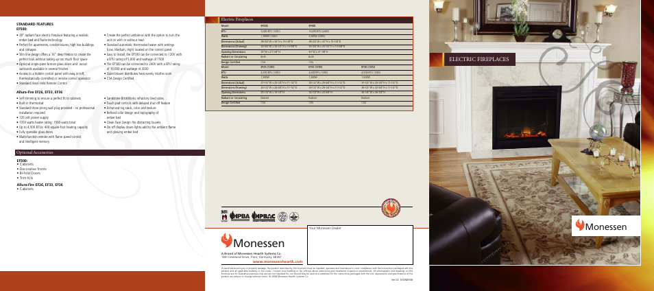 Monessen Hearth EF26 User Manual | 6 pages