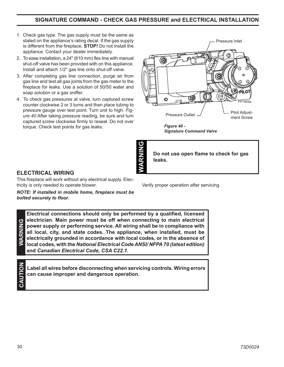 Warn in g | Monessen Hearth KHLDV400 User Manual | Page 30 / 64
