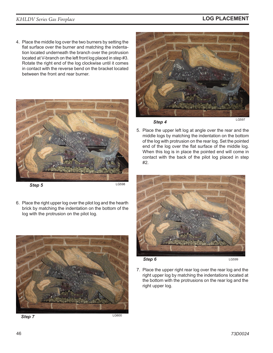 Lg600 khldv upper right rear log | Monessen Hearth KHLDV400 User Manual | Page 46 / 64
