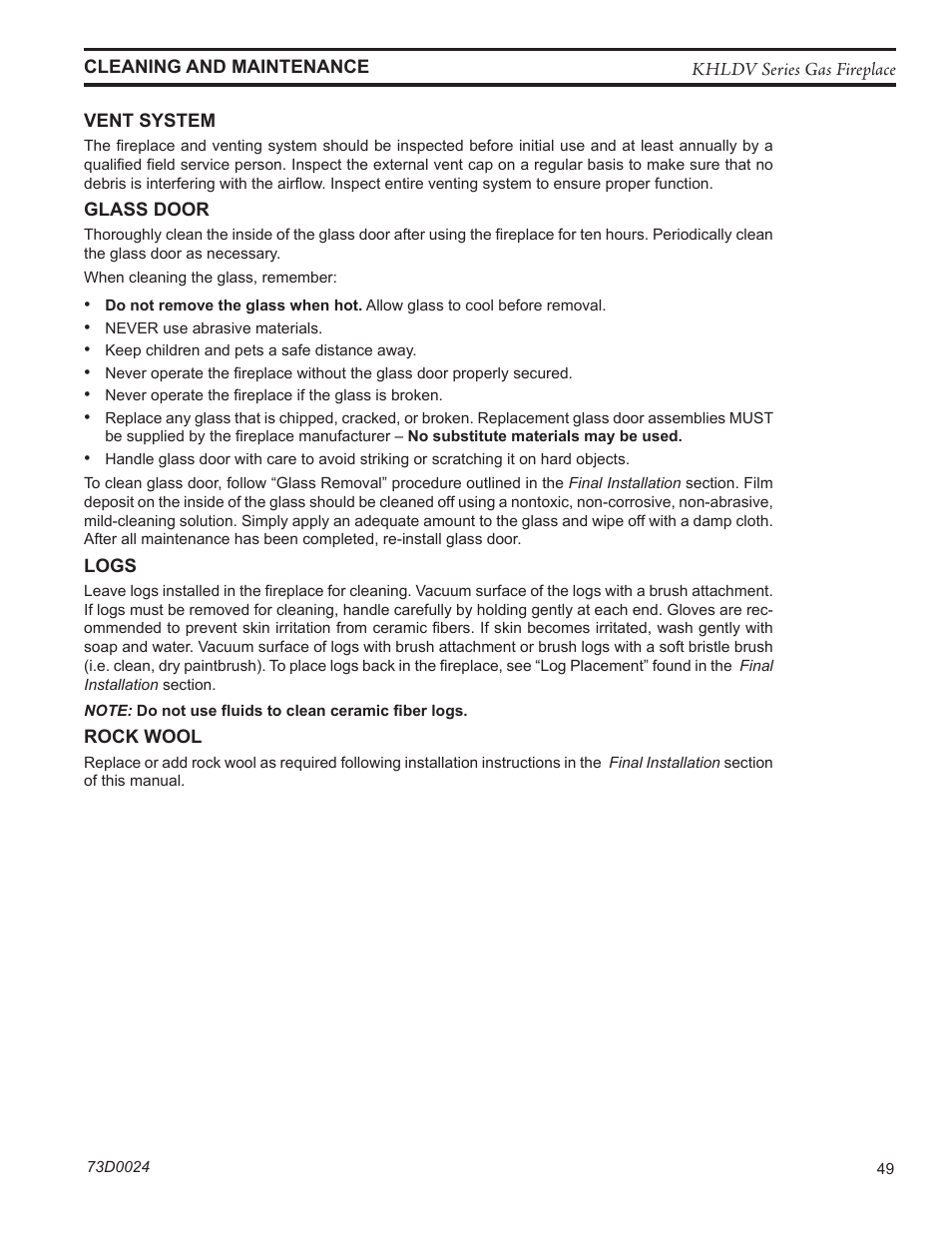 Monessen Hearth KHLDV400 User Manual | Page 49 / 64