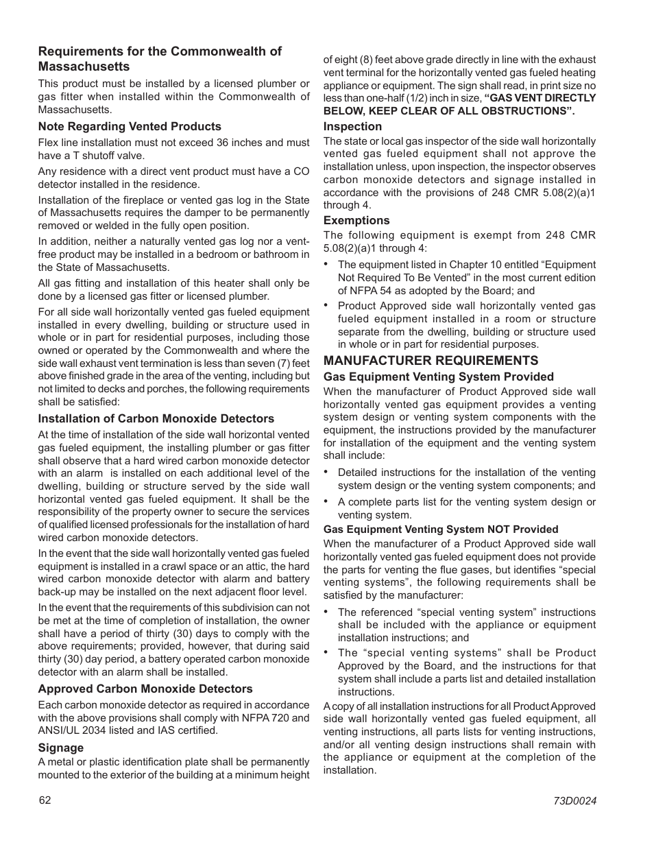 Monessen Hearth KHLDV400 User Manual | Page 62 / 64