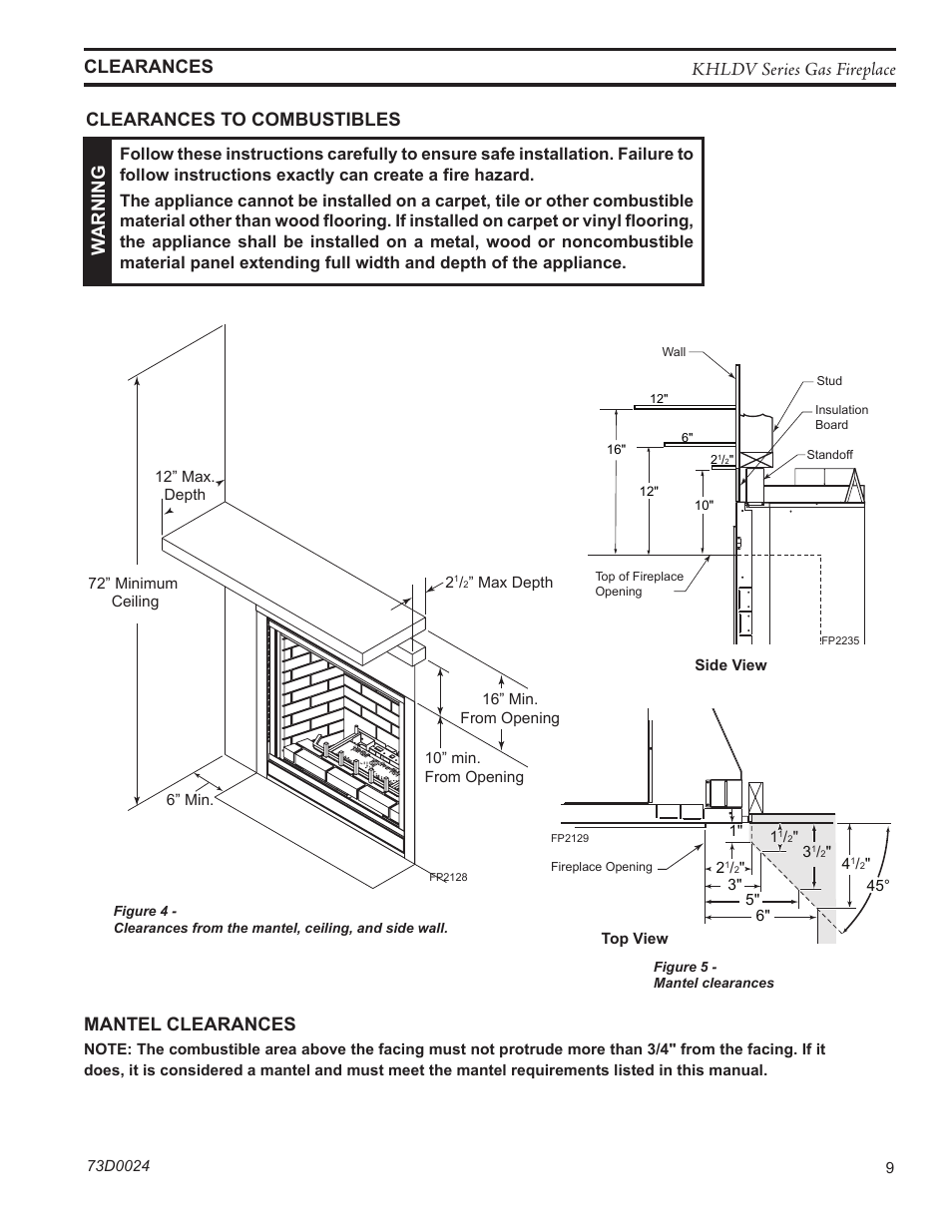 Khldv series gas fireplace, Warn in g | Monessen Hearth KHLDV400 User Manual | Page 9 / 64