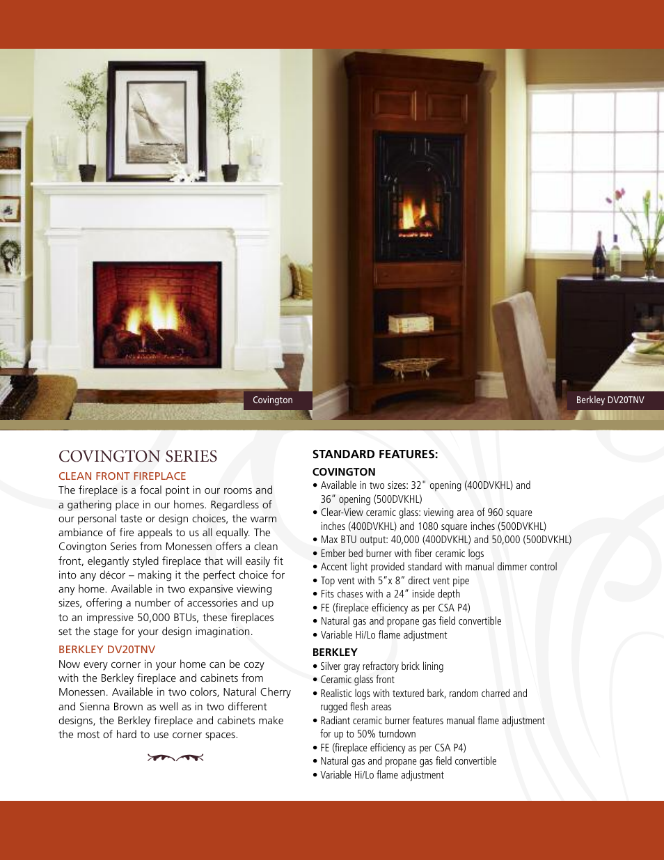 Covington series | Monessen Hearth Covington Direct Vent KHLDV400 User Manual | Page 3 / 4