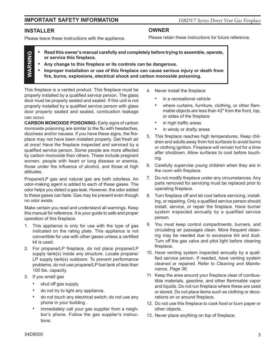 Monessen Hearth HBDV400N/PSC7 User Manual | Page 3 / 64